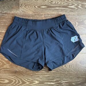 Lululemon blue UNC Hotty Hot Low-rise Shorts size 8 4” length